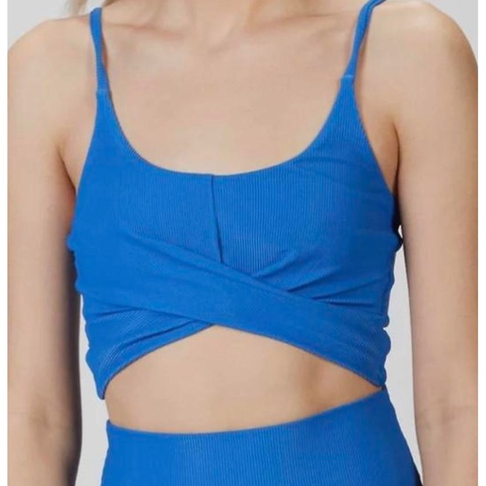 WB11 Beach Riot Kenzie Top Turkish Sea Blue Ribbed Sports Bra XS Anthropologie